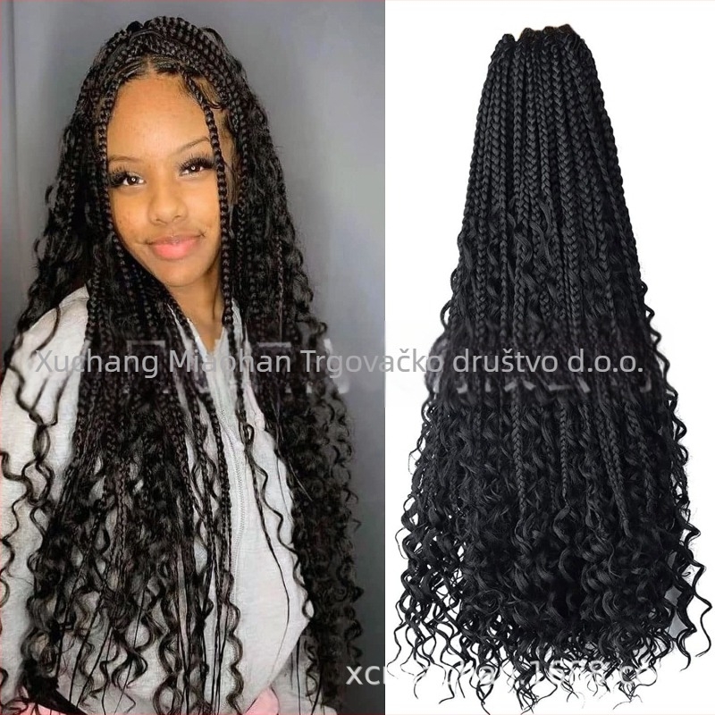 Crochet wig s trostrukom pletenicom - boemski stil, sintetičko vlakno, za žene