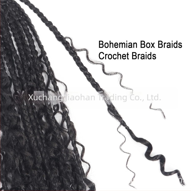 Crochet wig s trostrukom pletenicom - boemski stil, sintetičko vlakno, za žene
