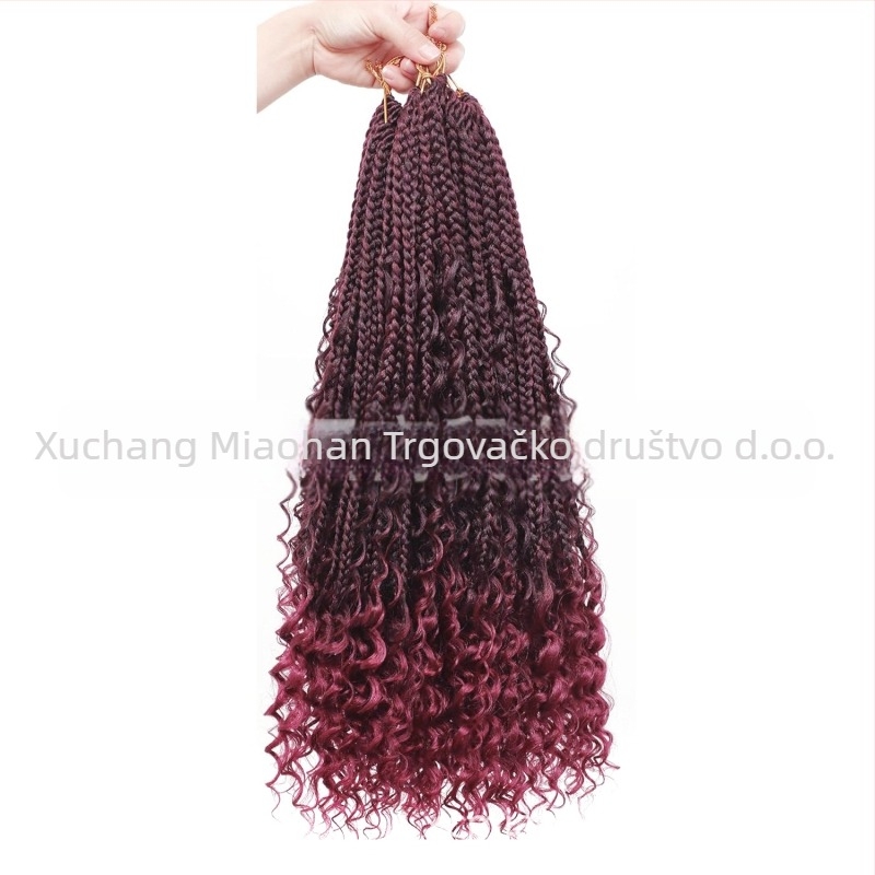 Crochet wig s trostrukom pletenicom - boemski stil, sintetičko vlakno, za žene
