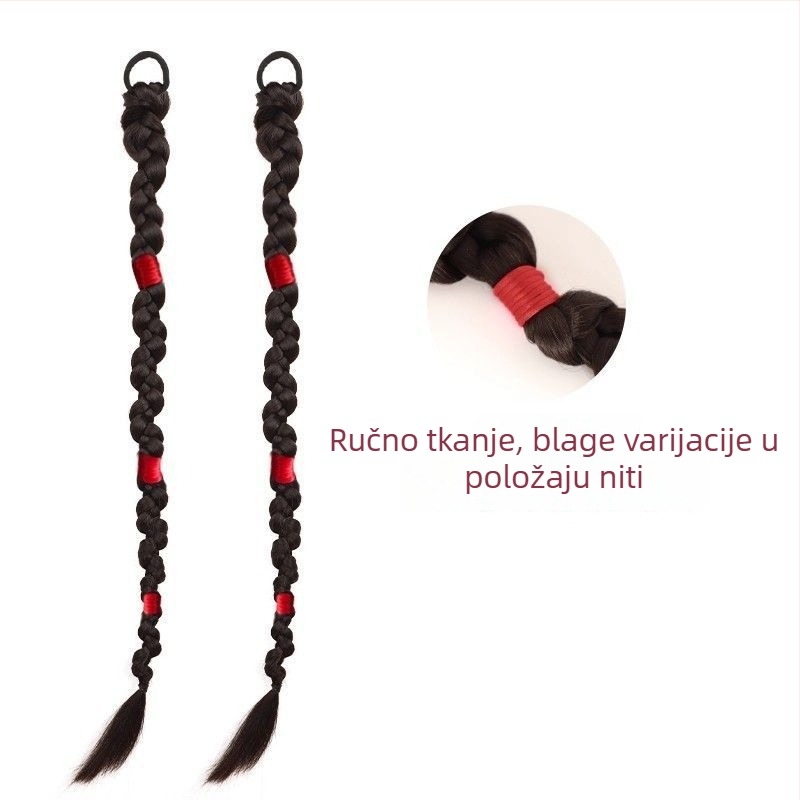 Perika s Hemp Flower pletenicom, kosa od termički otpornog svile, tkanina