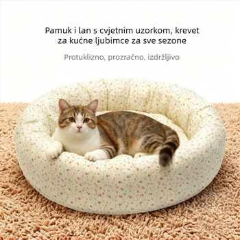 Okruglo gnijezdo za mačke od flanele, za sve sezone, prozračan i održava toplinu