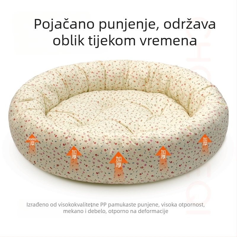 Okruglo gnijezdo za mačke od flanele, za sve sezone, prozračan i održava toplinu