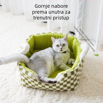 Pie cat Mačje gnijezdo – krzno zeca, platno i janjeća vuna, otvorenog stila za mačke