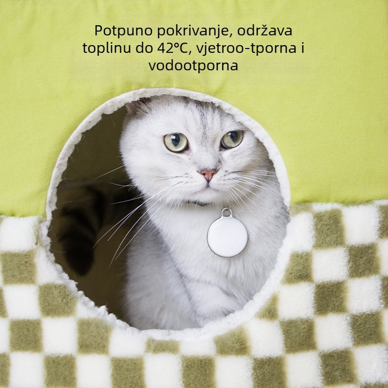 Pie cat Mačje gnijezdo – krzno zeca, platno i janjeća vuna, otvorenog stila za mačke