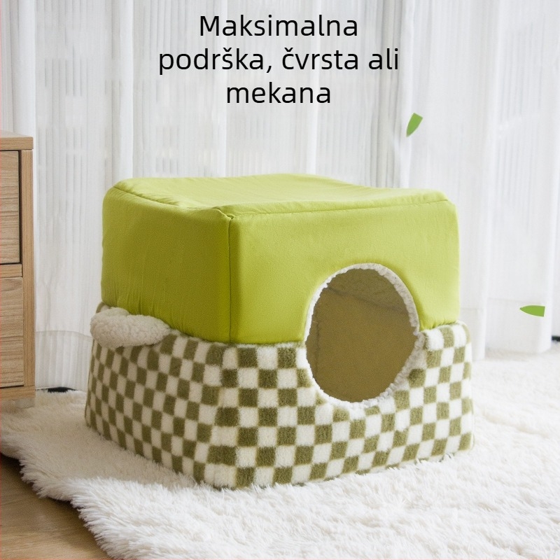 Pie cat Mačje gnijezdo – krzno zeca, platno i janjeća vuna, otvorenog stila za mačke