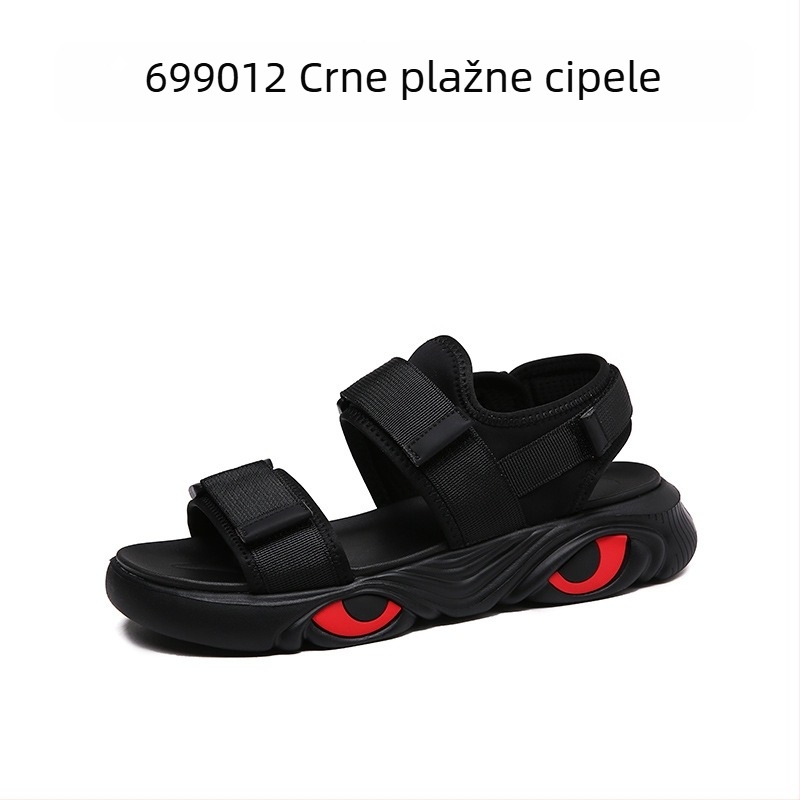 Muške prozračne protuklizne sandale za plažu s otvorenim prstom i debelim potplatom, zatvarač Velcro