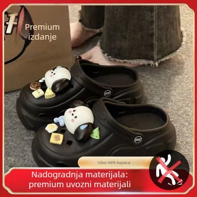 Ženske EVA sandale s debelim potplatom, karikaturan uzorak, protuklizna podloga, visina peta 5–8 cm