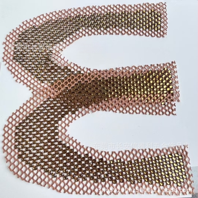 Mrežno gornje dijelo obuće sa kristalnim ukrasima, No.30 kristala, model 4445, U-oblik, Alley