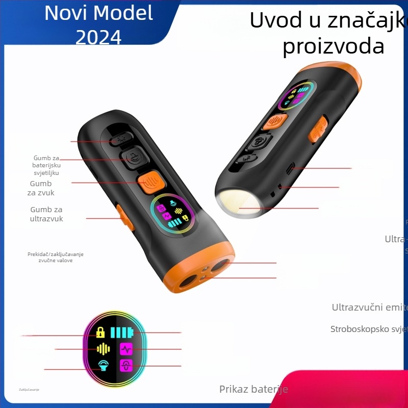 Aipaiduo ultrazvučni trener za pse, ručni, s dvostrukim sondama, visoka snaga, plastično kućište