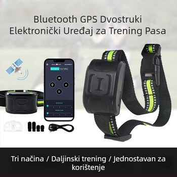 Bluetooth GPS dvostruki bežični ogrlica za psa, od plastike, dva u jednom, daljinsko zaustavljanje laveža, električni ograda, trener