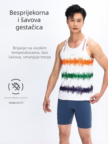 Unisex trkačka vesta, lagana, upija vlagu, brzo sušenje, prugasti uzorak, 100% poliester