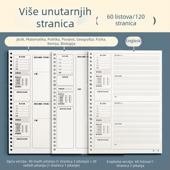 Beležnica grešaka za sve predmete, s vezom binder, 60 listova, offset papir 80 g, PP omot