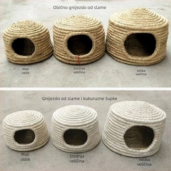 Gnijezdo za hamstera od trave, okruglo vodootporno sklonište za unutarnju upotrebu, crtani stil