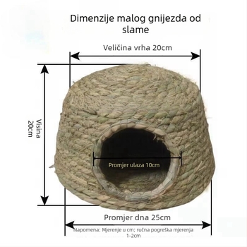 Gnijezdo za hamstera od trave, okruglo vodootporno sklonište za unutarnju upotrebu, crtani stil