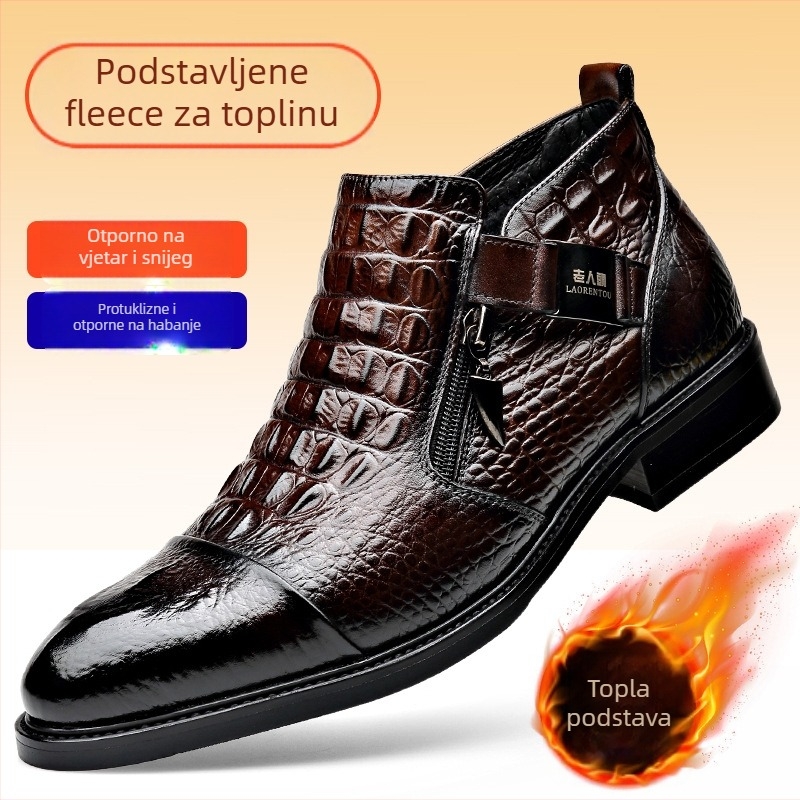 Chelsea čizme od prave kože, bočni zatvarač, niski potpetica, poslovni casual stil, za muškarce