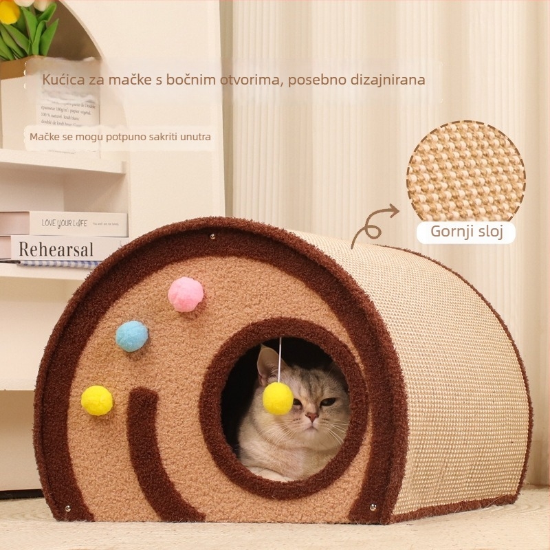 Drveno mačje gnijezdo s zatvorenim dizajnom (Materijal: drvo; Značka: Loves to climb cool; Za: mačke; Kategorija: gnijezdo za kućne ljubimce, kavez)