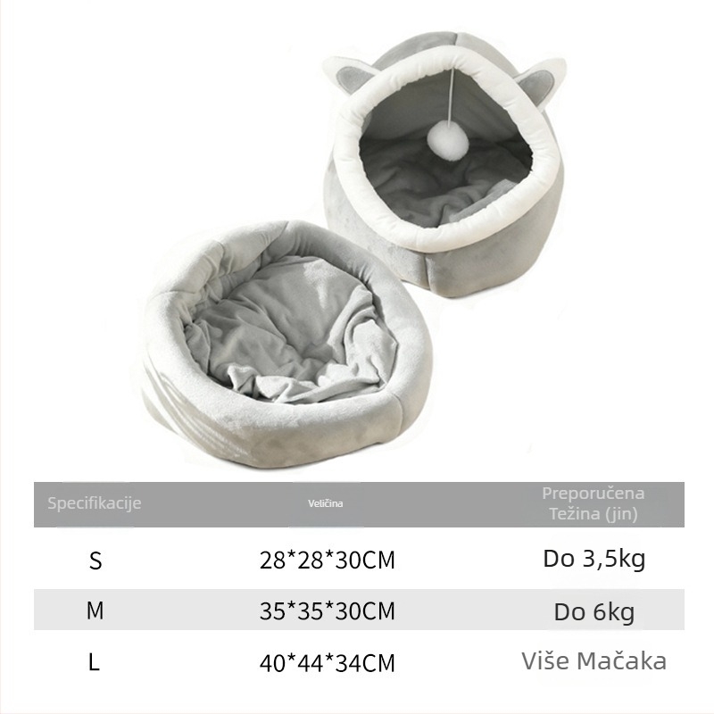 Mačje gnijezdo od platna za zimsku toplinu — poluzatvoren, za unutarnju upotrebu