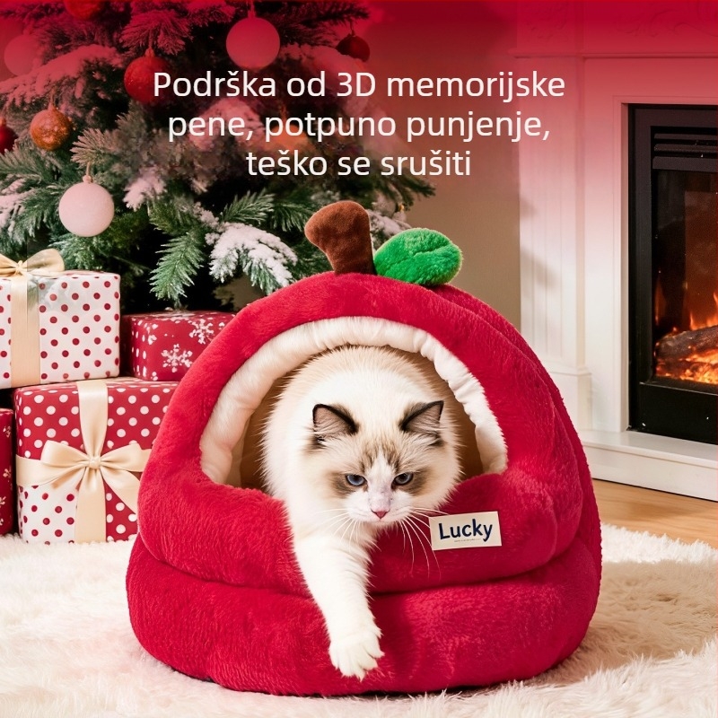Mačje gnijezdo – zimska toplina, poluzatvoren dizajn, PP Cotton, univerzalna upotreba, pogodno za Fold-Ear, British Shorthair, Ragdoll, Birman