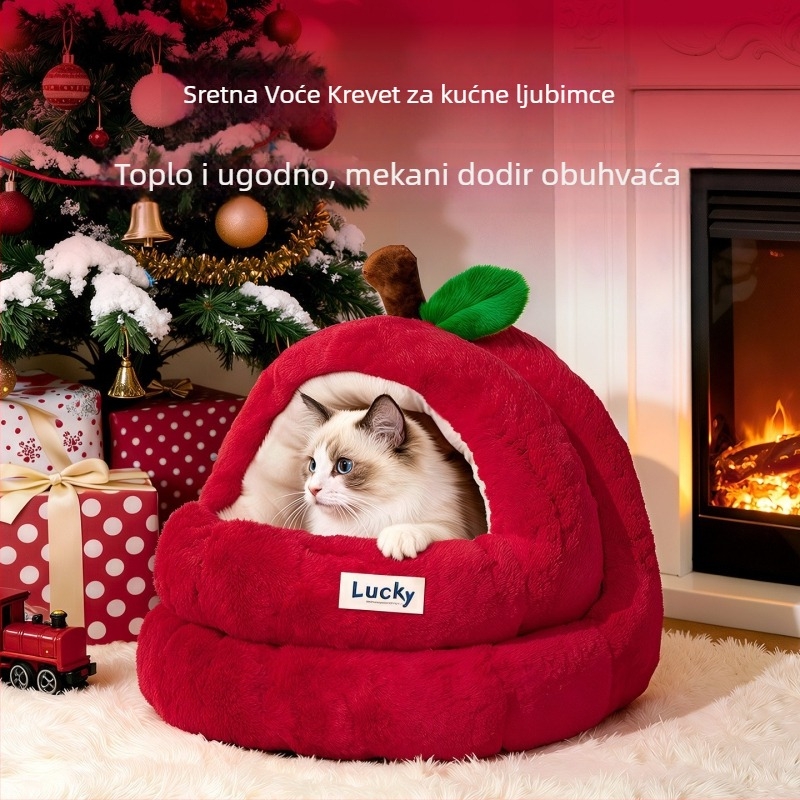 Mačje gnijezdo – zimska toplina, poluzatvoren dizajn, PP Cotton, univerzalna upotreba, pogodno za Fold-Ear, British Shorthair, Ragdoll, Birman