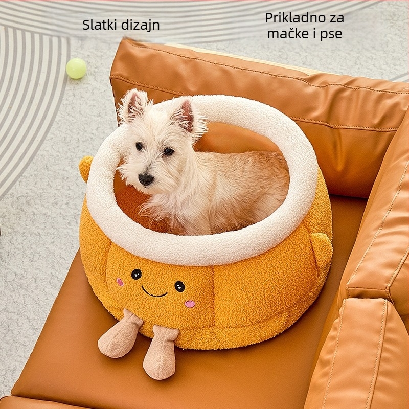 Mačje gnijezdo s poluzatvorenim dizajnom, zimska toplina, debeli tkaninski materijal
