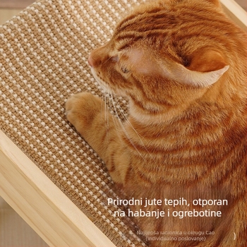 Mačja grebalica ploča, uspravna, sisal i čvrsto drvo, L-oblika, izdržljiva igračka