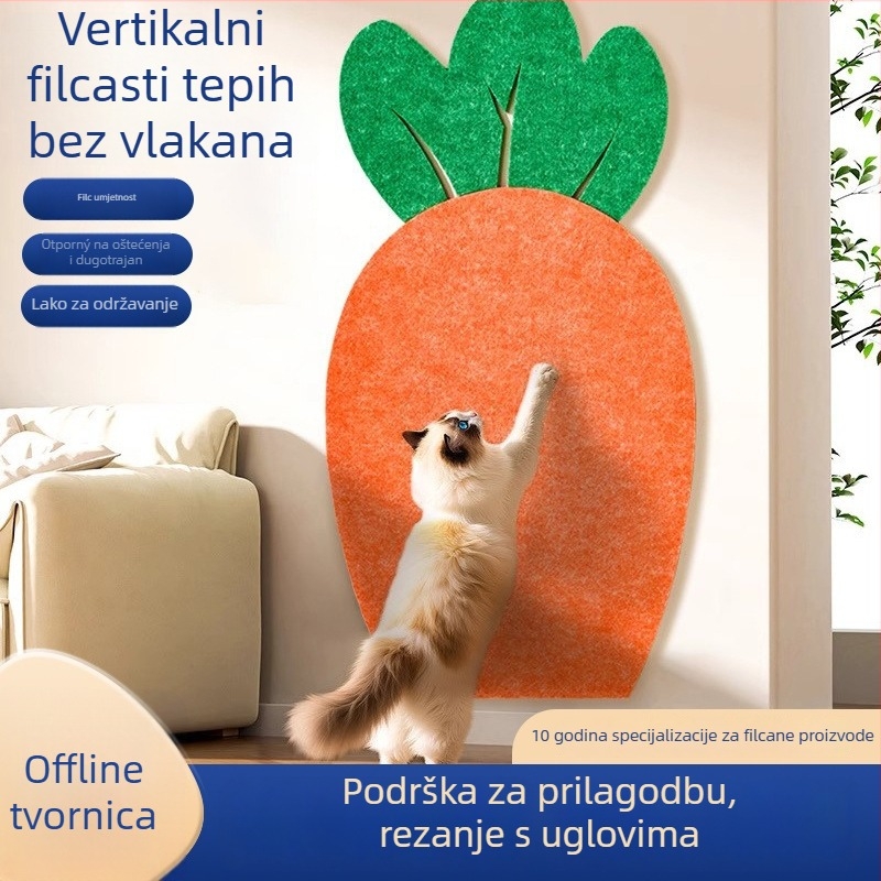 Ploča za grebanje mačaka na zid od filca – debela, otporna na grebanje, može se rezati, sladak stil (Materijal: filc, poliesterska vlakna)