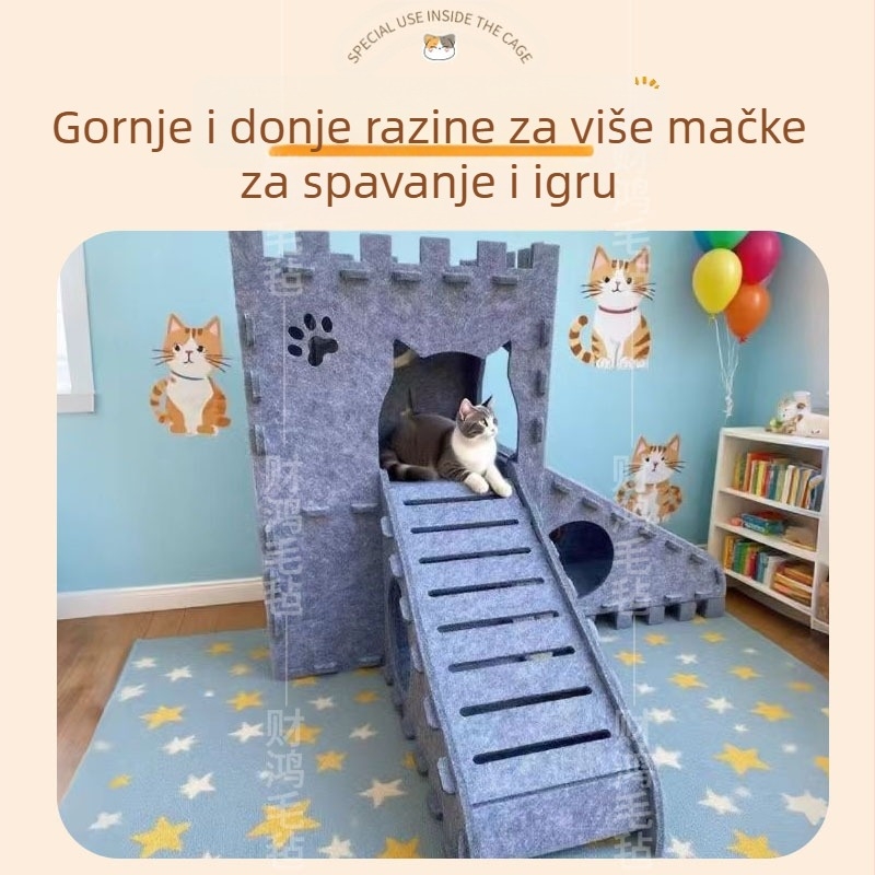 Filc kućica za mačke, prilagodljiva i modularna, otporna na mrlje, pogodna za sve sezone