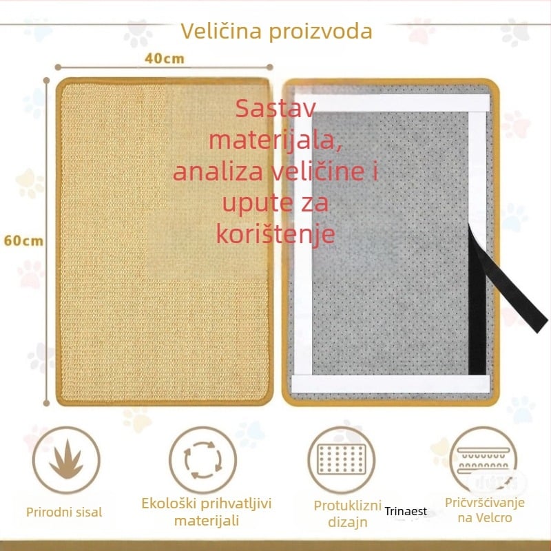 Podloga za grebanje mačaka - sisal, otporna na habanje, pastoralnog stila, šifra proizvoda Y02540, kutija 100