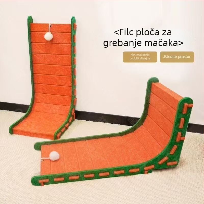 L-oblikovana vertikalna grebalica za mačke s filcanim gnijezdom, alat za oštrenje kandži, igračka i krevetić za mačke