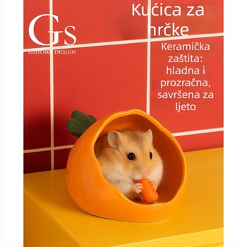 Gnijezdo za hamstera – keramičko hlađenje sklonište s dizajnom mrkve, prozračno ljetno sklonište