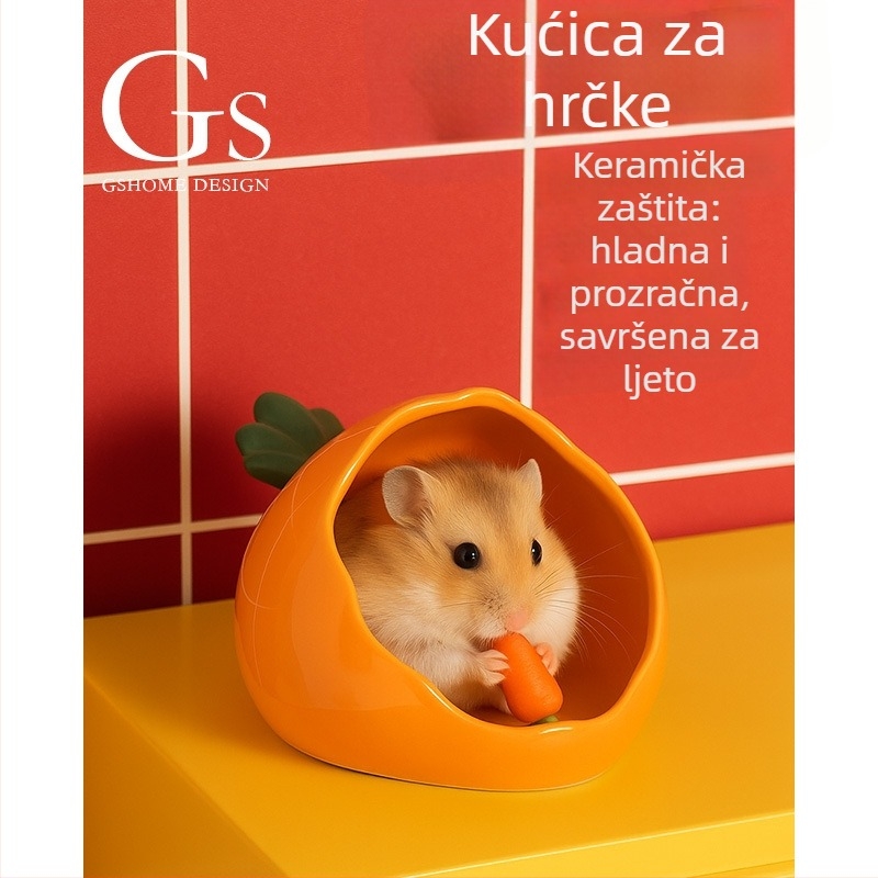 Gnijezdo za hamstera – keramičko hlađenje sklonište s dizajnom mrkve, prozračno ljetno sklonište