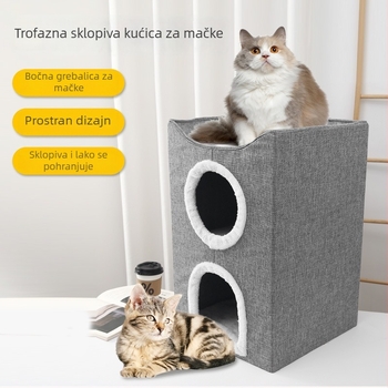Mačje gnijezdo za unutarnju upotrebu, sve sezone, zadržava toplinu, materijal: tkanina, gnijezdo za kućne ljubimce