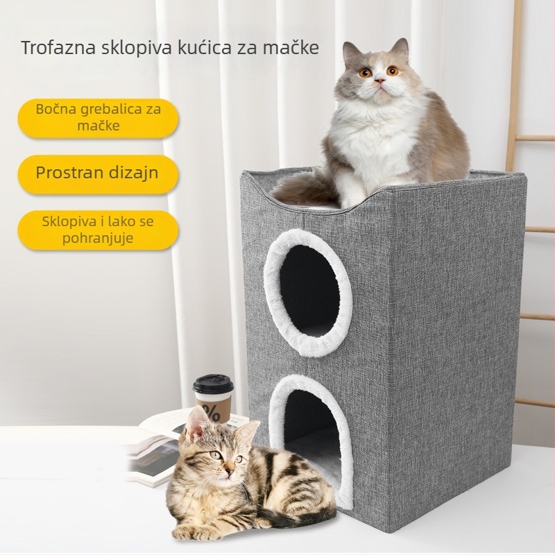 Mačje gnijezdo za unutarnju upotrebu, sve sezone, zadržava toplinu, materijal: tkanina, gnijezdo za kućne ljubimce