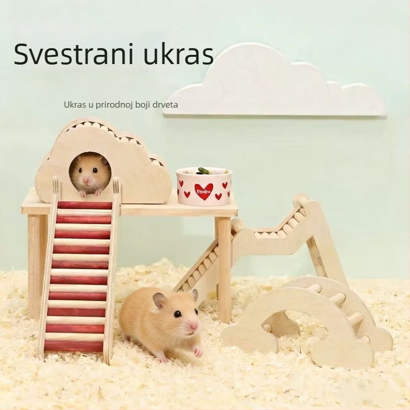 Hamsterov dom – dekorativna vila s skloništem u obliku oblaka, od borovine, ovalnog oblika, sigurna za zube, pogodna za unutarnje i vanjske prostore