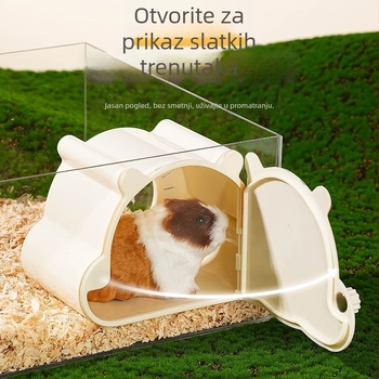 Plastična kućica za hamstera, crtić-stil, kućica u obliku kuće s prozorom za promatranje, za unutarnju i vanjsku upotrebu