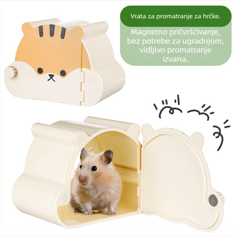 Plastična kućica za hamstera, crtić-stil, kućica u obliku kuće s prozorom za promatranje, za unutarnju i vanjsku upotrebu