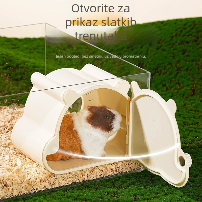 Plastična kućica za hamstera, crtić-stil, kućica u obliku kuće s prozorom za promatranje, za unutarnju i vanjsku upotrebu