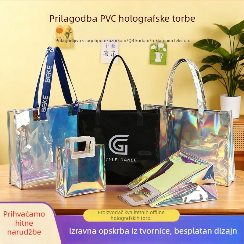 Šarena prozirna PVC torba za ramena s prilagođenim logotipom, moderan dar uz laserski efekt