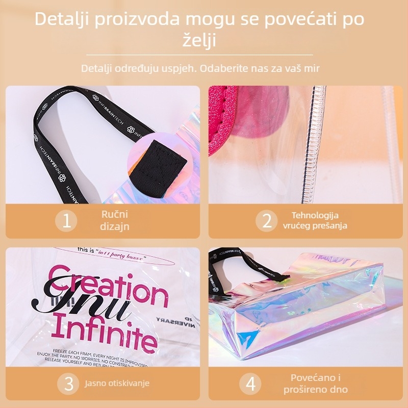 Šarena prozirna PVC torba za ramena s prilagođenim logotipom, moderan dar uz laserski efekt