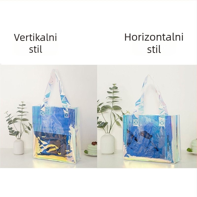 Šarena prozirna PVC torba za ramena s prilagođenim logotipom, moderan dar uz laserski efekt
