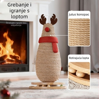 Grebalica za mačke, uspravna drvena konstrukcija, model JQ1525-1, jednostavan stil