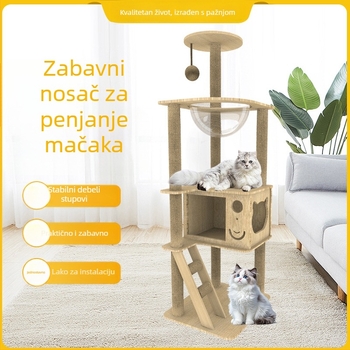 Mačje stablo od ploča guste strukture s kapsulnim gnijezdom, penjački okvir, grebalica, višeslojna vila, sisal