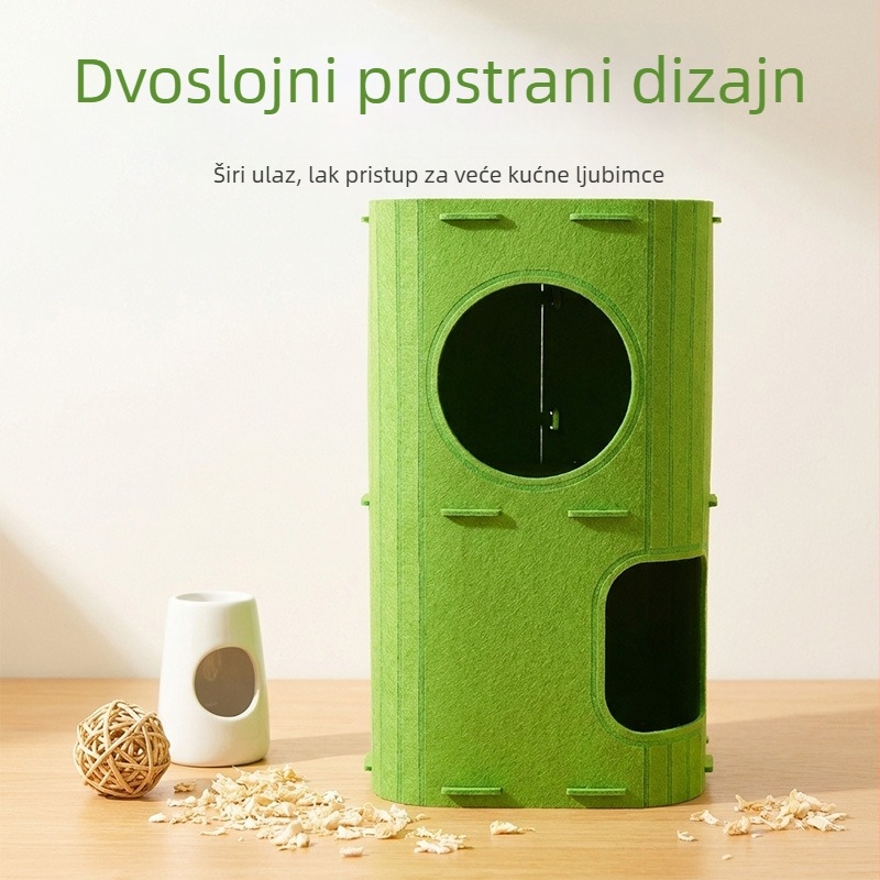 Dvostruko filcano gnijezdo za hrčka, prozračan, bez mirisa, lako za čišćenje i pohranu, odvojivo skrovište za spavanje