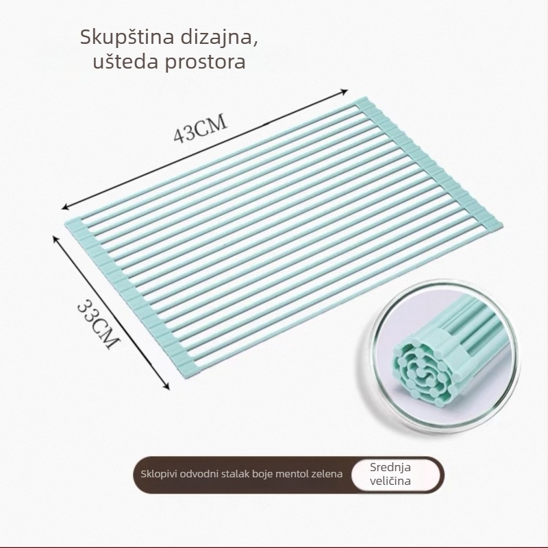 Sklopivi držač za sudoper od silikona i galvaniziranog željeza; višenamjenski; pokretan; bez ugradnje