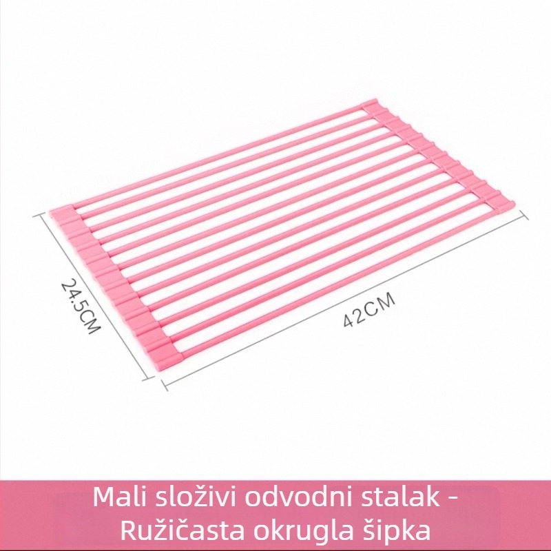 Sklopivi držač za sudoper od silikona i galvaniziranog željeza; višenamjenski; pokretan; bez ugradnje