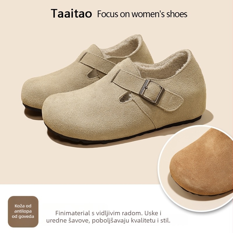 Ženske casual cipele u Birkenstock stilu, gornji dio: prirodna koža, unutarnji materijal: svinjska koža, zatvaranje: kopča, visina pete: srednja 3–5 cm, potplat: guma