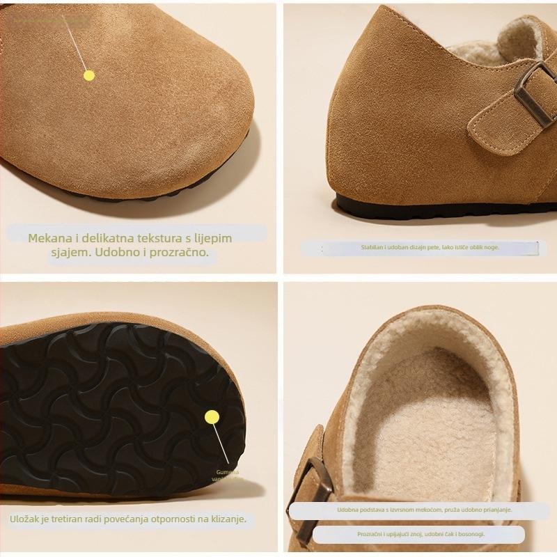 Ženske casual cipele u Birkenstock stilu, gornji dio: prirodna koža, unutarnji materijal: svinjska koža, zatvaranje: kopča, visina pete: srednja 3–5 cm, potplat: guma