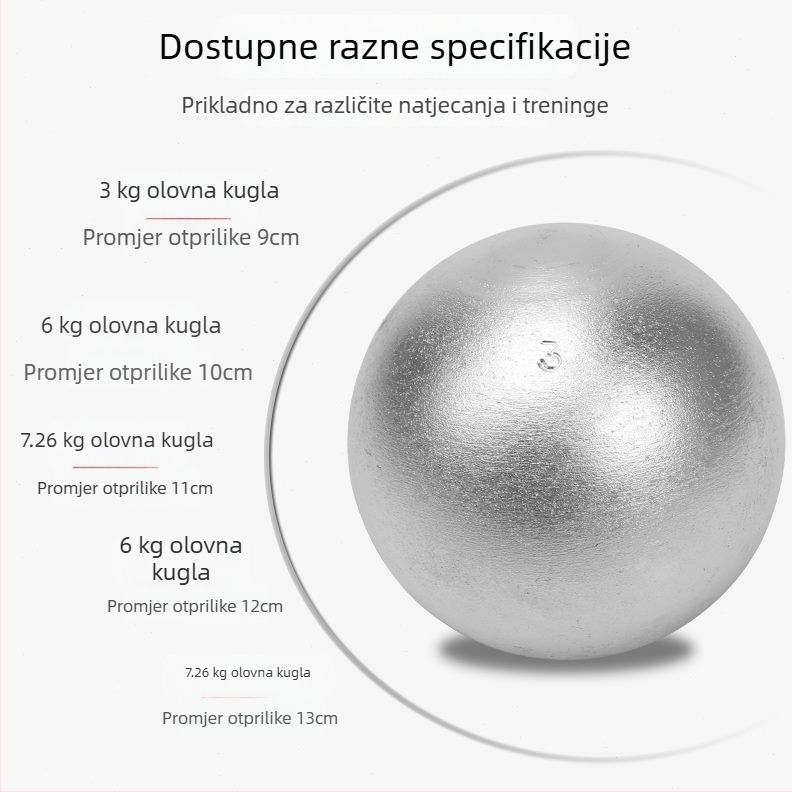Šot-put Yupu od lijevanog željeza, 3/4/5/6/7.26 kg, atletika