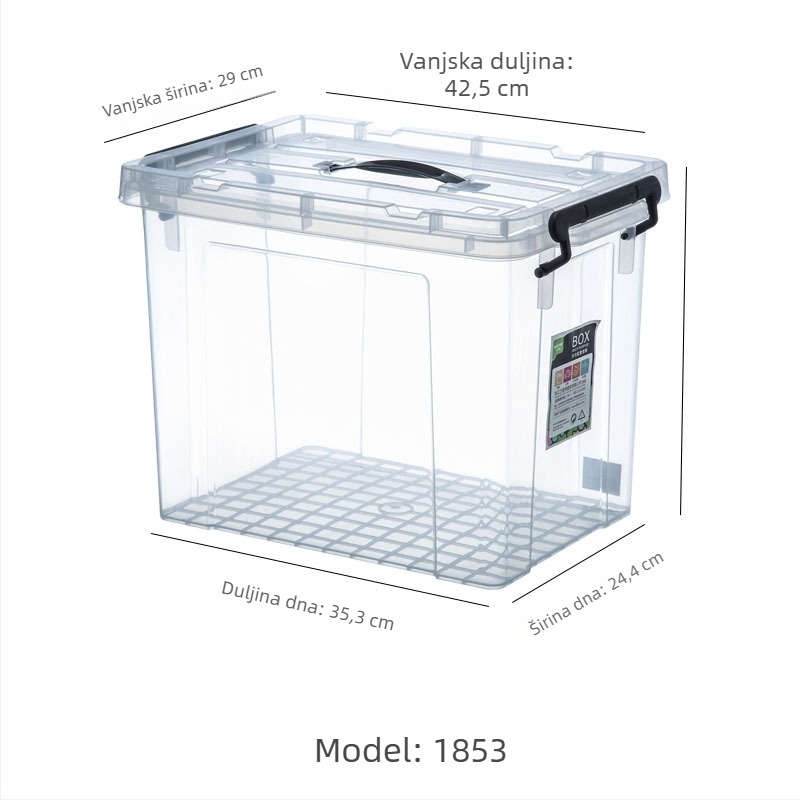 Kutija za pohranu s poklopcem - plastična, model 1851, kapacitet ispod 300 ml, ručno nošenje