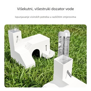 Hamster kućica s platformom, vodom i posudom za hranu — drvena konstrukcija, marka YMG